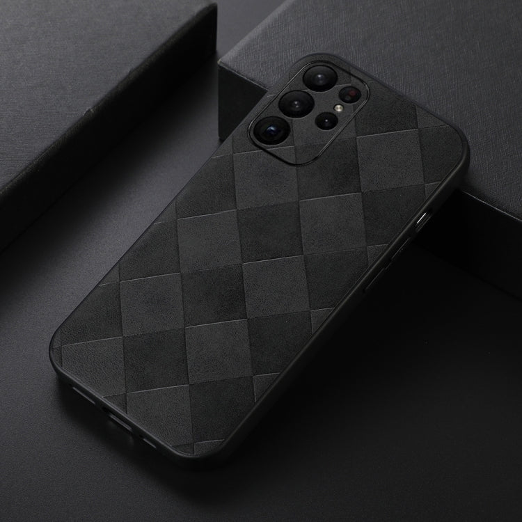 For Samsung Galaxy S23 Ultra 5G Weave Plaid PU Phone Case