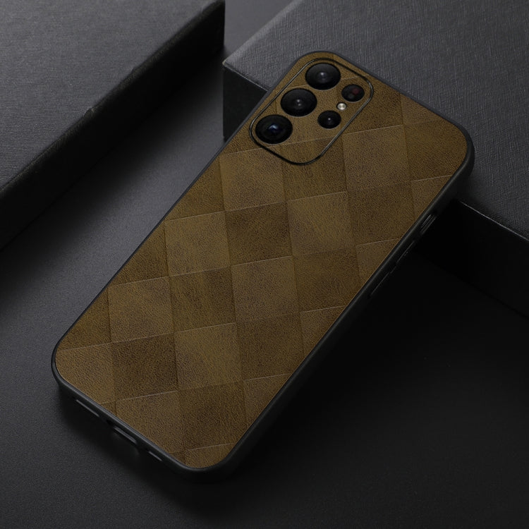 For Samsung Galaxy S23 Ultra 5G Weave Plaid PU Phone Case