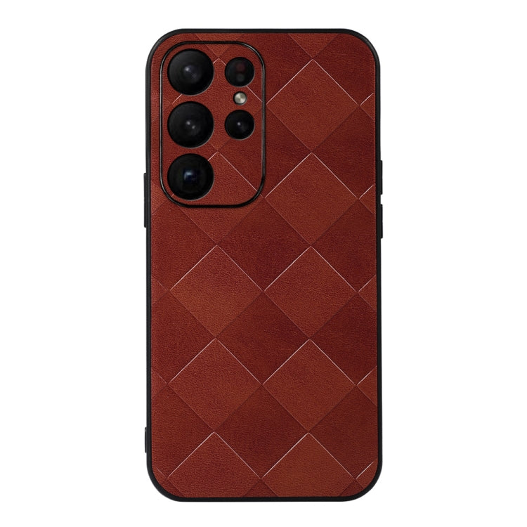 For Samsung Galaxy S23 Ultra 5G Weave Plaid PU Phone Case