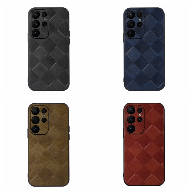 For Samsung Galaxy S23 Ultra 5G Weave Plaid PU Phone Case