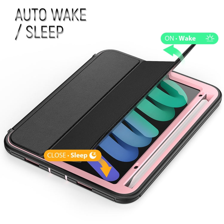 For iPad mini 6 3-Fold Amor Shockproof Smart Tablet Case