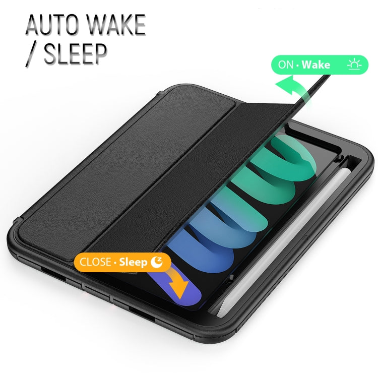 For iPad mini 6 3-Fold Amor Shockproof Smart Tablet Case