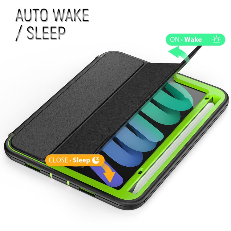 For iPad mini 6 3-Fold Amor Shockproof Smart Tablet Case
