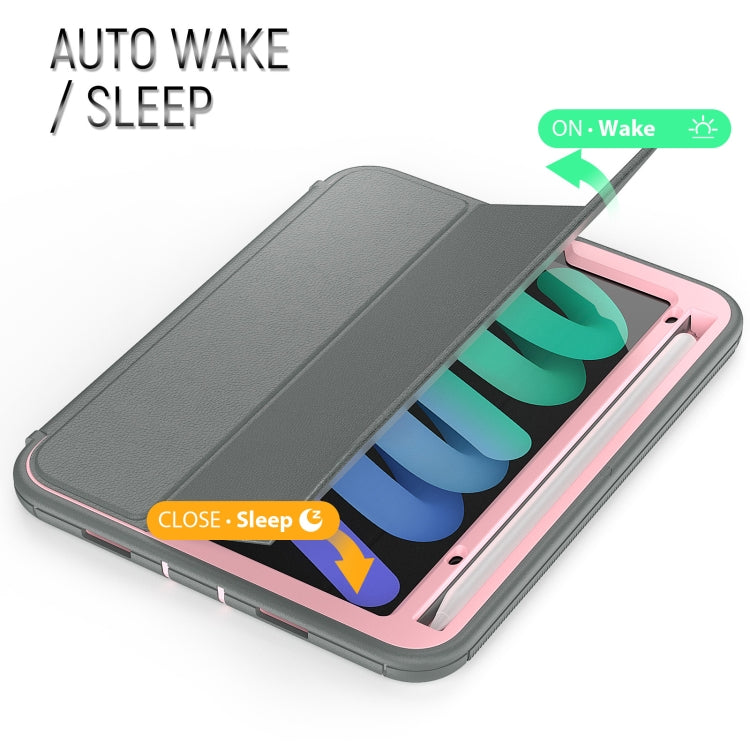 For iPad mini 6 3-Fold Amor Shockproof Smart Tablet Case
