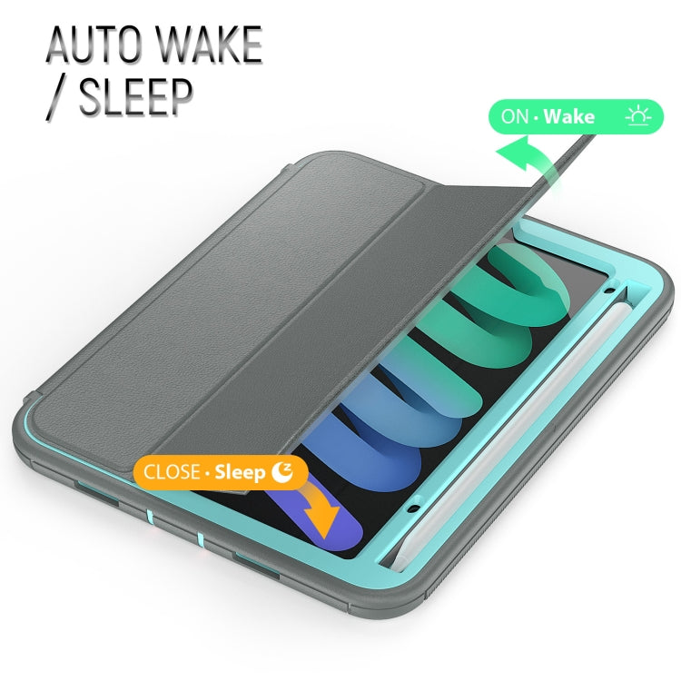 For iPad mini 6 3-Fold Amor Shockproof Smart Tablet Case