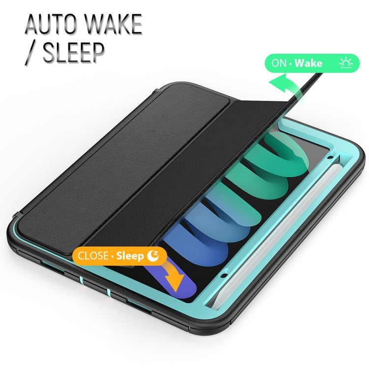 For iPad mini 6 3-Fold Amor Shockproof Smart Tablet Case