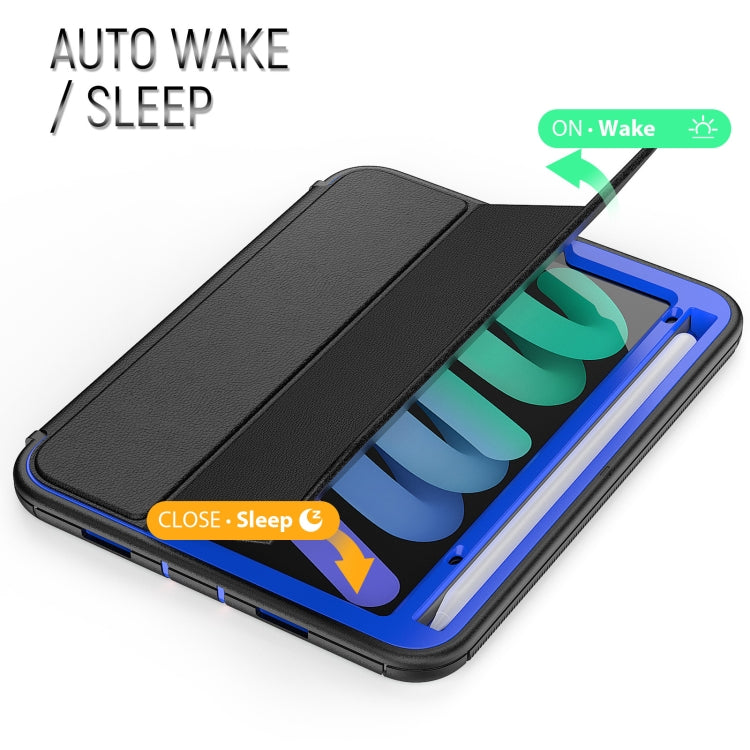 For iPad mini 6 3-Fold Amor Shockproof Smart Tablet Case