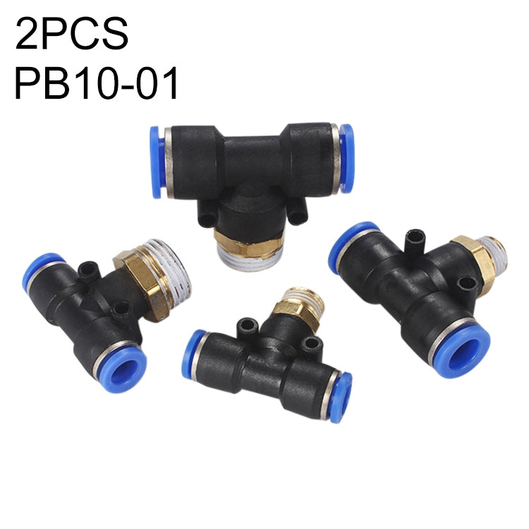 PB10-01 LAIZE 10pcs Plastic T-type Tee Male Thread Pneumatic Quick Connector