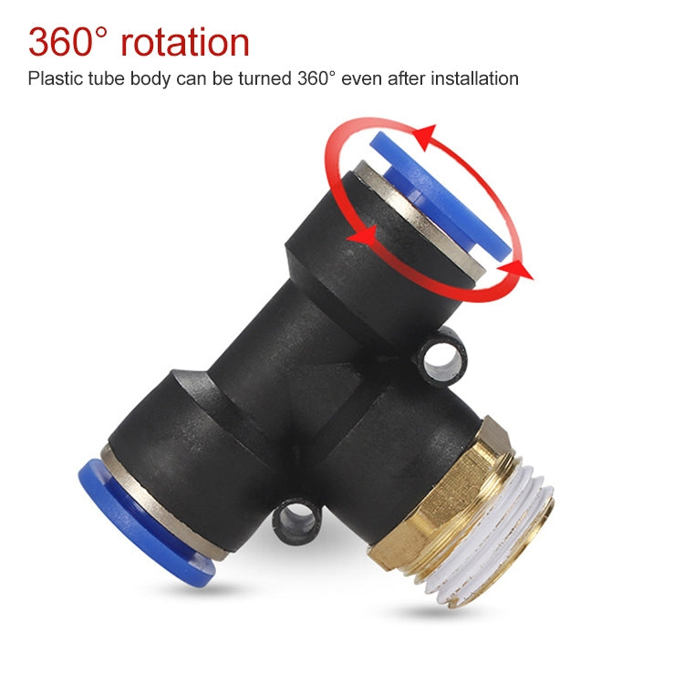 PB10-01 LAIZE 10pcs Plastic T-type Tee Male Thread Pneumatic Quick Connector