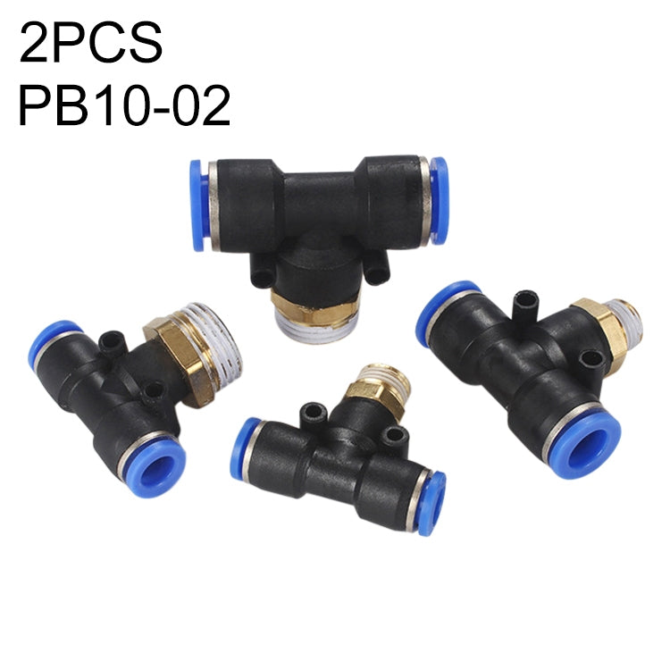 PB10-02 LAIZE 10pcs Plastic T-type Tee Male Thread Pneumatic Quick Connector