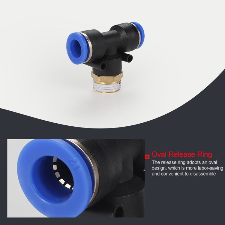 PB10-03 LAIZE 10pcs Plastic T-type Tee Male Thread Pneumatic Quick Connector
