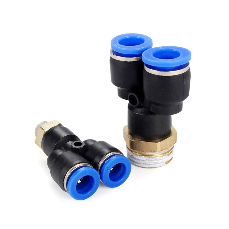 PX6-04 LAIZE 10pcs Plastic Y-type Tee Male Thread Pneumatic Quick Connector