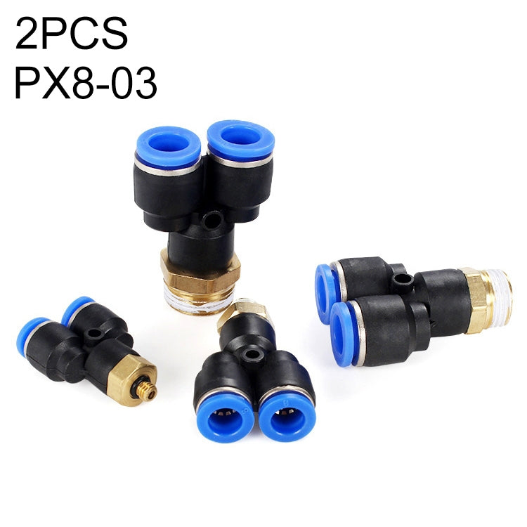 PX8-03 LAIZE 10pcs Plastic Y-type Tee Male Thread Pneumatic Quick Connector