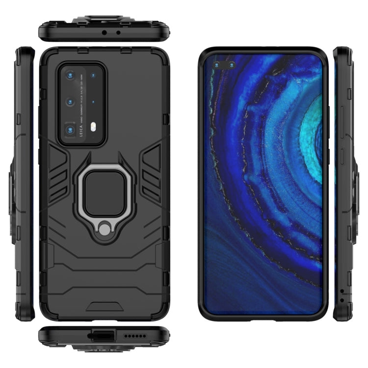 For Huawei P40 Pro PC + TPU Shockproof Protective Case with Magnetic Ring Holder(Black)