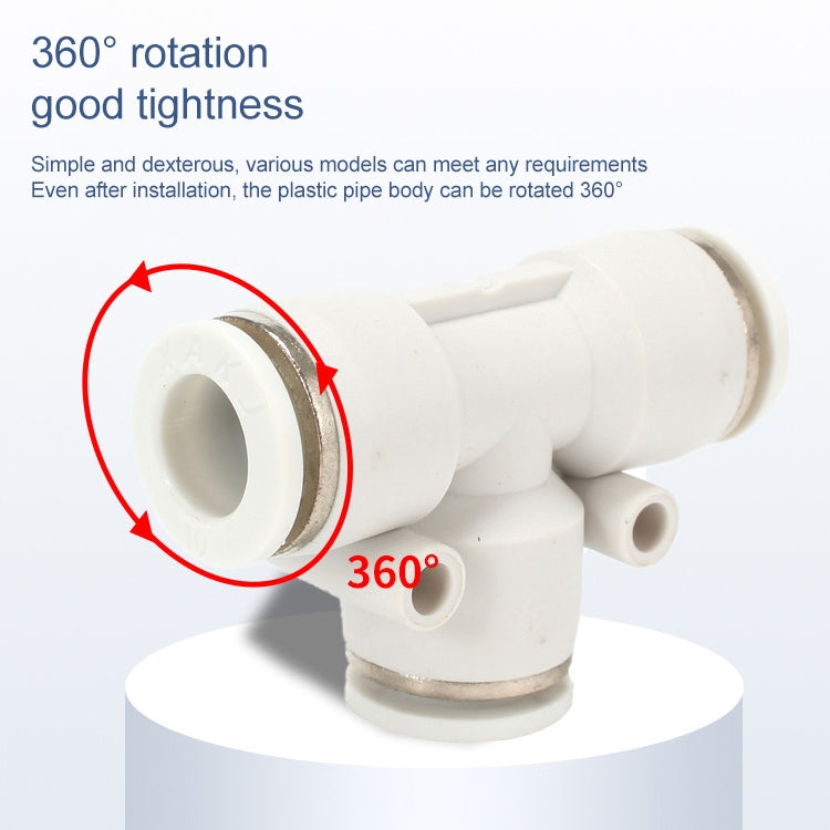 PE-10 LAIZE 10pcs PE T-type Tee Pneumatic Quick Fitting Connector