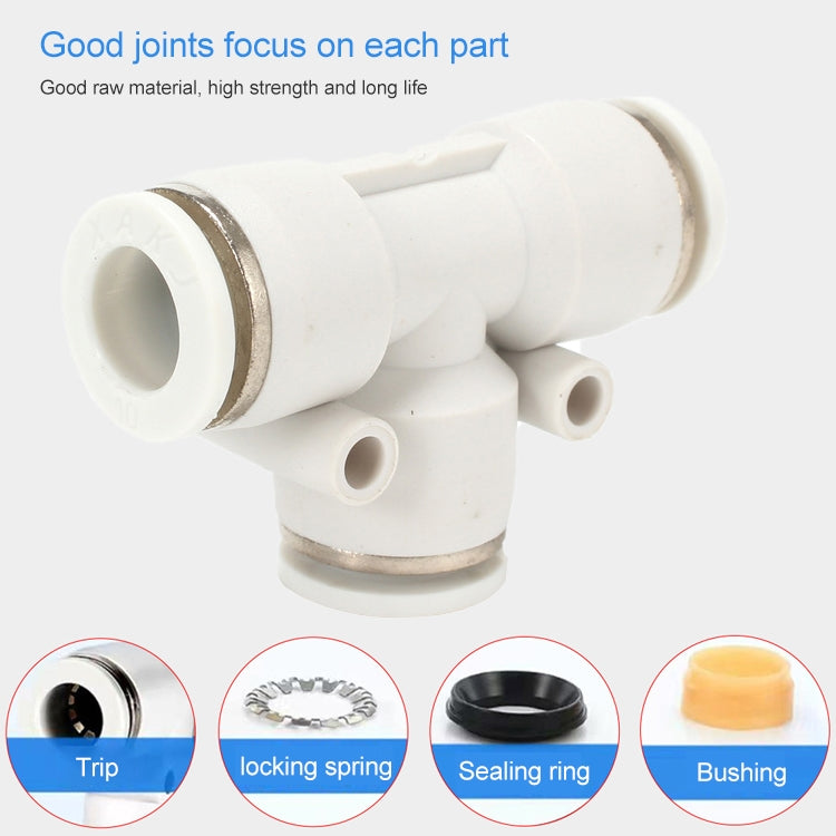 PE-10 LAIZE 10pcs PE T-type Tee Pneumatic Quick Fitting Connector