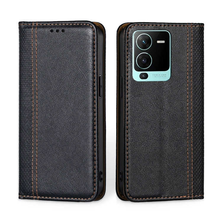 For vivo V25 Pro 5G Grid Texture Magnetic Flip Leather Phone Case