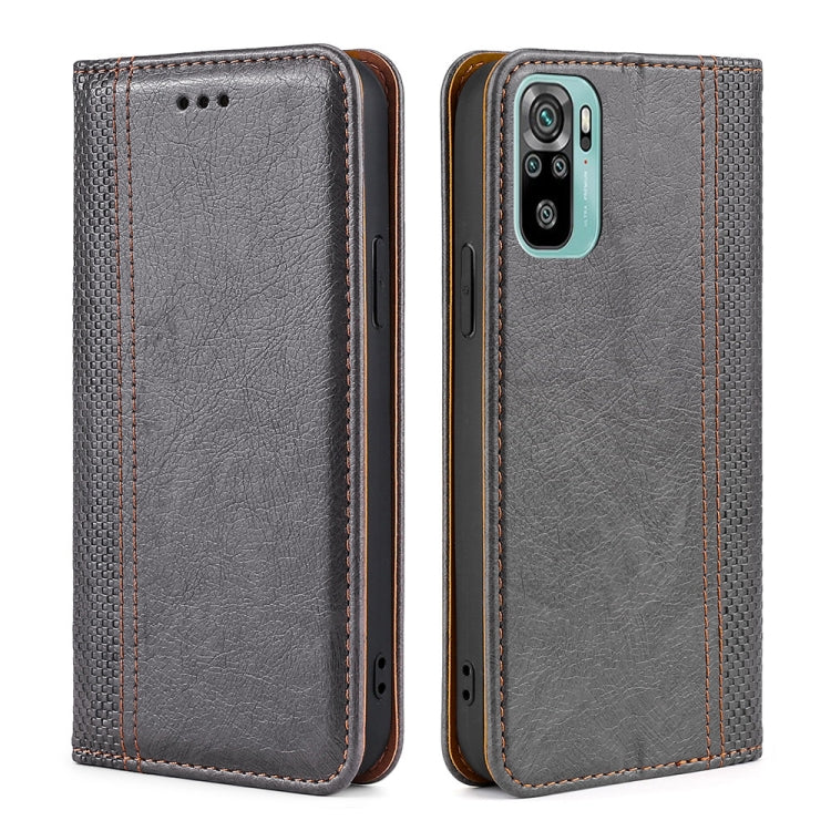 For Xiaomi Poco M5s 4G/Redmi Note 11 SE India Grid Texture Magnetic Flip Leather Phone Case
