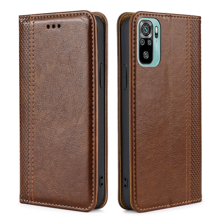 For Xiaomi Poco M5s 4G/Redmi Note 11 SE India Grid Texture Magnetic Flip Leather Phone Case