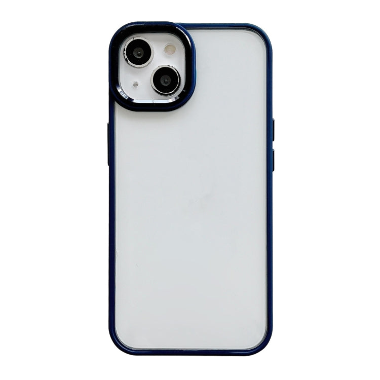 For iPhone 14 Clear Acrylic Soft TPU Phone Case with Metal Button