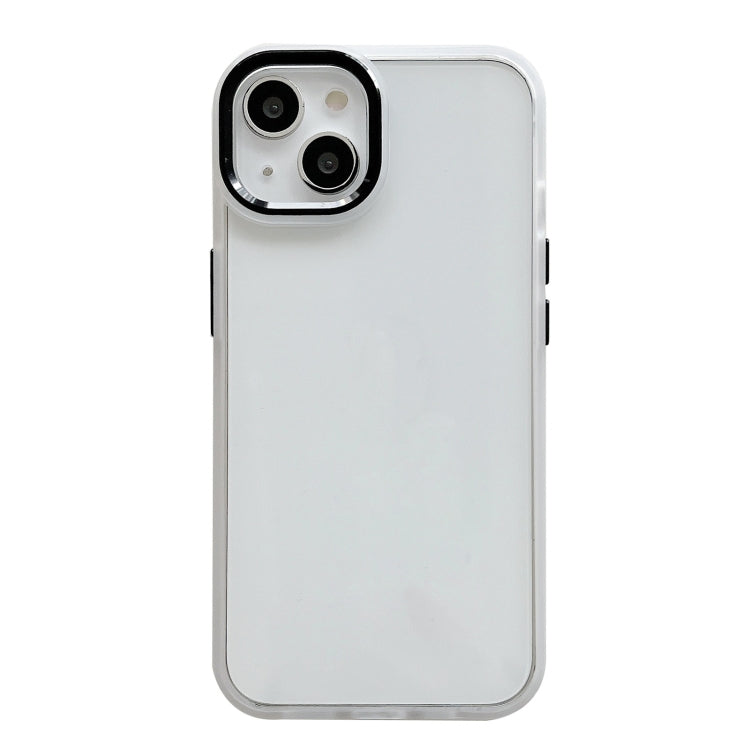 For iPhone 14 Clear Acrylic Soft TPU Phone Case with Metal Button