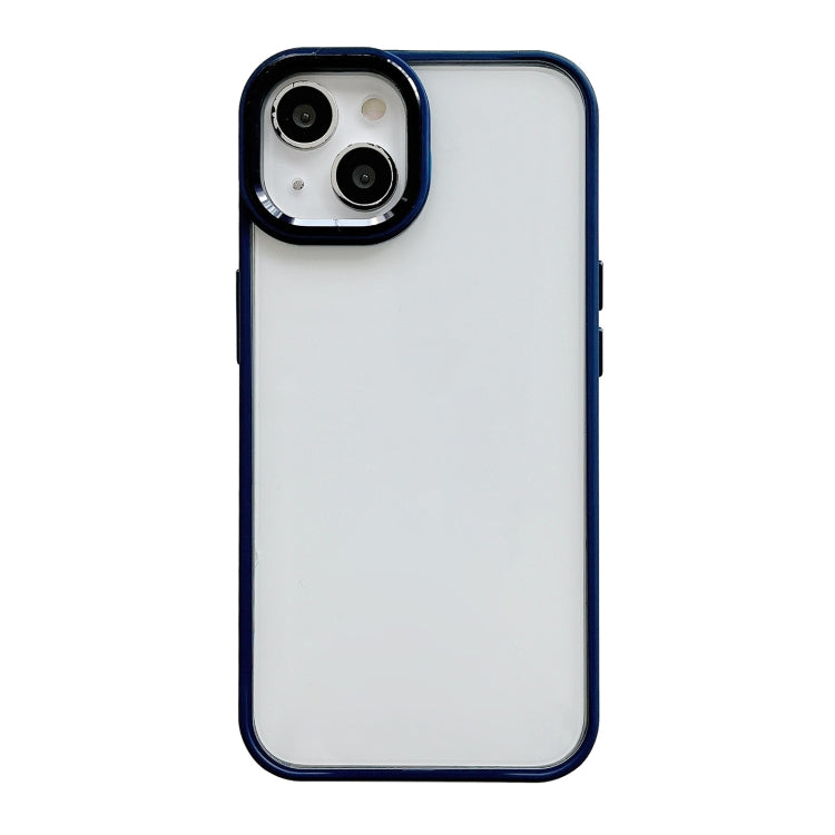 For iPhone 14 Plus Clear Acrylic Soft TPU Phone Case with Metal Button