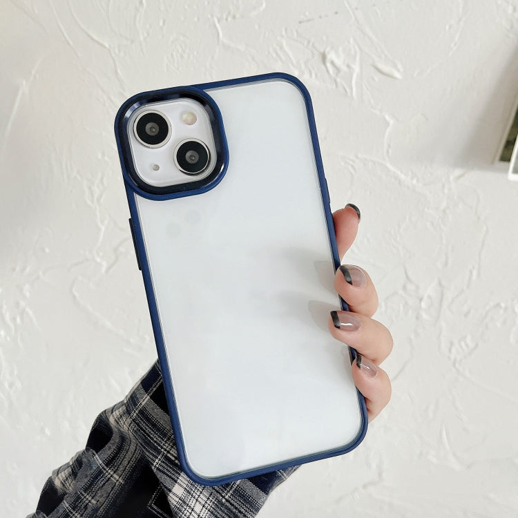 For iPhone 14 Plus Clear Acrylic Soft TPU Phone Case with Metal Button