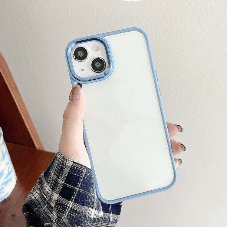 For iPhone 14 Plus Clear Acrylic Soft TPU Phone Case with Metal Button