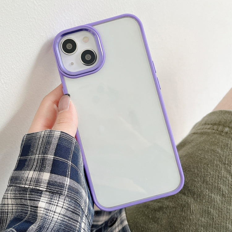 For iPhone 14 Plus Clear Acrylic Soft TPU Phone Case with Metal Button