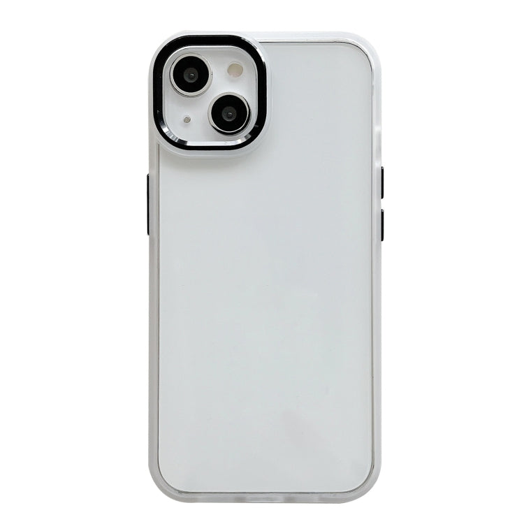 For iPhone 14 Plus Clear Acrylic Soft TPU Phone Case with Metal Button