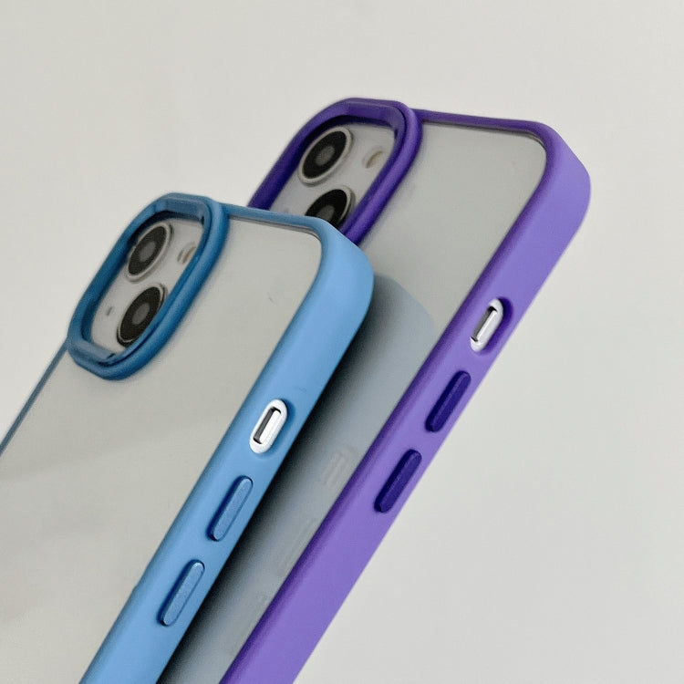 For iPhone 14 Plus Clear Acrylic Soft TPU Phone Case with Metal Button