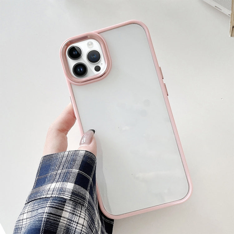 For iPhone 14 Pro Clear Acrylic Soft TPU Phone Case with Metal Button