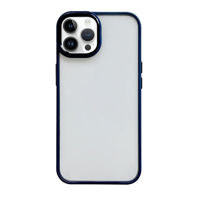 For iPhone 14 Pro Clear Acrylic Soft TPU Phone Case with Metal Button
