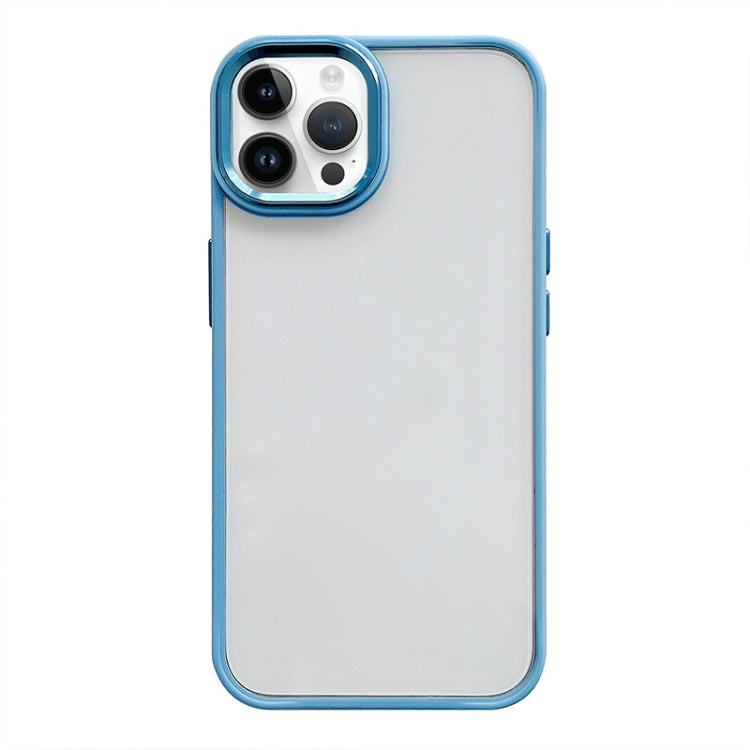 For iPhone 14 Pro Clear Acrylic Soft TPU Phone Case with Metal Button