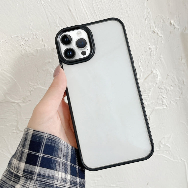 For iPhone 14 Pro Max Clear Acrylic Soft TPU Phone Case with Metal Button