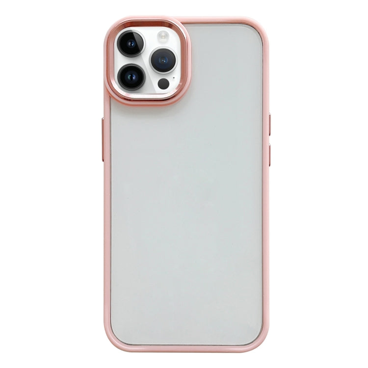 For iPhone 14 Pro Max Clear Acrylic Soft TPU Phone Case with Metal Button