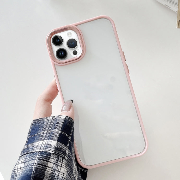 For iPhone 14 Pro Max Clear Acrylic Soft TPU Phone Case with Metal Button