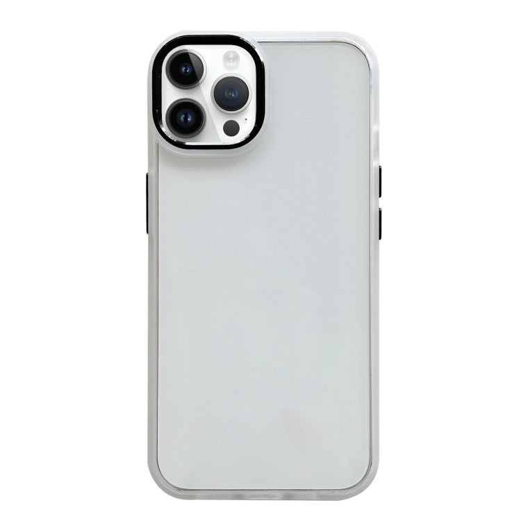 For iPhone 14 Pro Max Clear Acrylic Soft TPU Phone Case with Metal Button