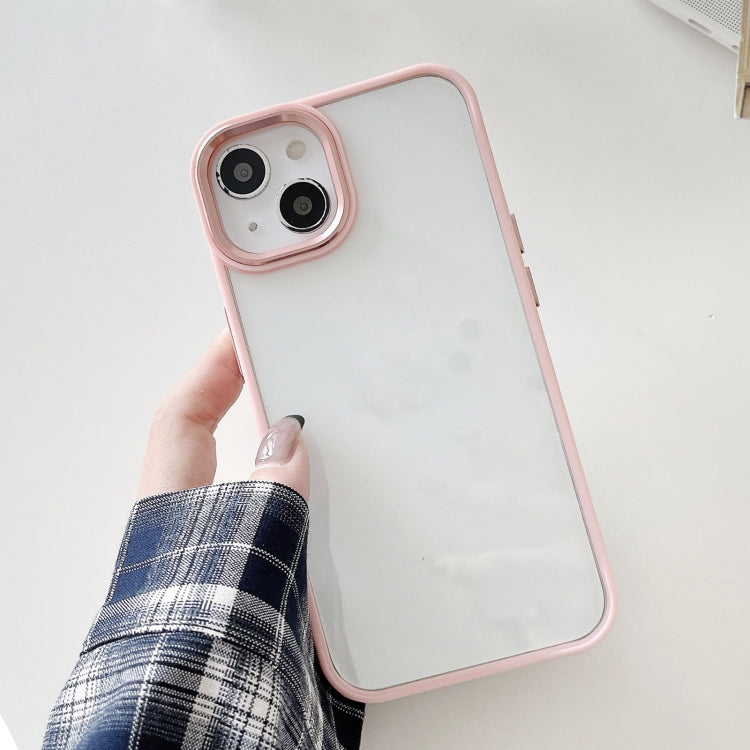 For iPhone 13 Clear Acrylic Soft TPU Phone Case with Metal Button