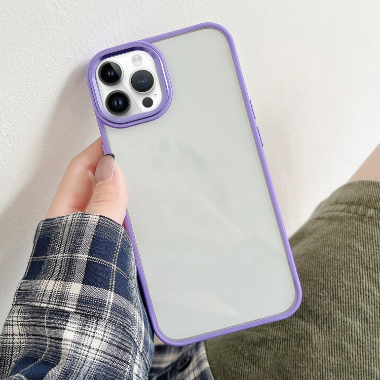 For iPhone 13 Pro Clear Acrylic Soft TPU Phone Case with Metal Button