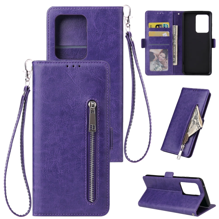 For Galaxy S11 Plus Multifunctional Horizontal Flip Leather Case, with Nine Card Slot & Holder & Double Zip Wallett & Photo Frame & Lanyard