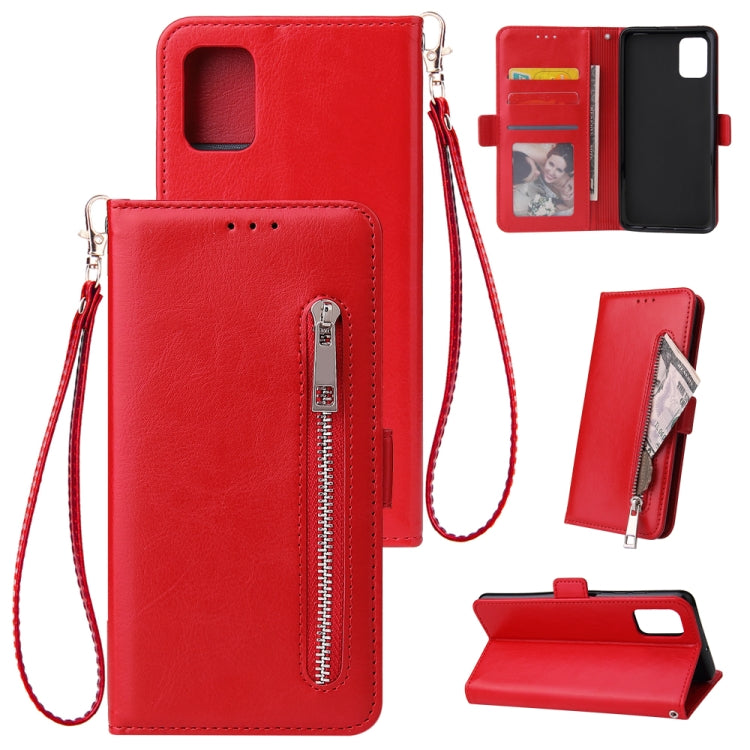 For Galaxy A51 Multifunctional Horizontal Flip Leather Case, with Nine Card Slot & Holder & Double Zip Wallett & Photo Frame & Lanyard