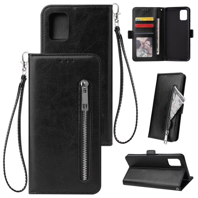 For Galaxy A51 Multifunctional Horizontal Flip Leather Case, with Nine Card Slot & Holder & Double Zip Wallett & Photo Frame & Lanyard
