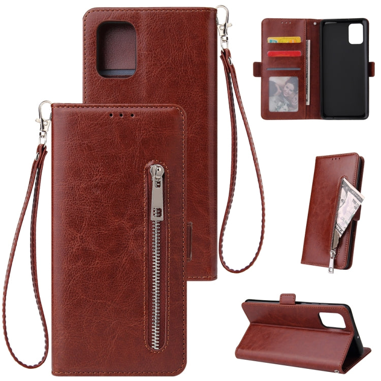 For Galaxy A71 Multifunctional Horizontal Flip Leather Case, with Nine Card Slot & Holder & Double Zip Wallett & Photo Frame & Lanyard