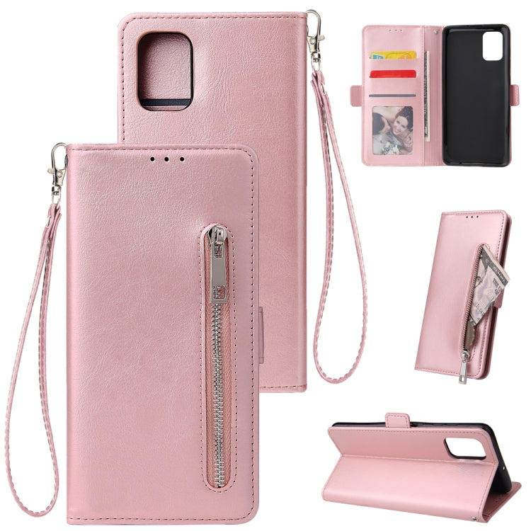 For Galaxy A71 Multifunctional Horizontal Flip Leather Case, with Nine Card Slot & Holder & Double Zip Wallett & Photo Frame & Lanyard