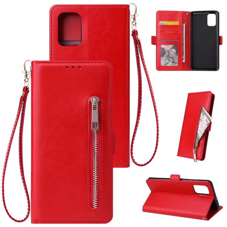 For Galaxy A71 Multifunctional Horizontal Flip Leather Case, with Nine Card Slot & Holder & Double Zip Wallett & Photo Frame & Lanyard