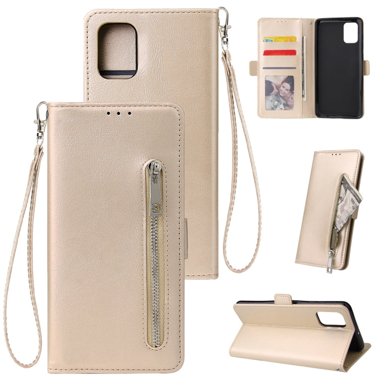 For Galaxy A71 Multifunctional Horizontal Flip Leather Case, with Nine Card Slot & Holder & Double Zip Wallett & Photo Frame & Lanyard