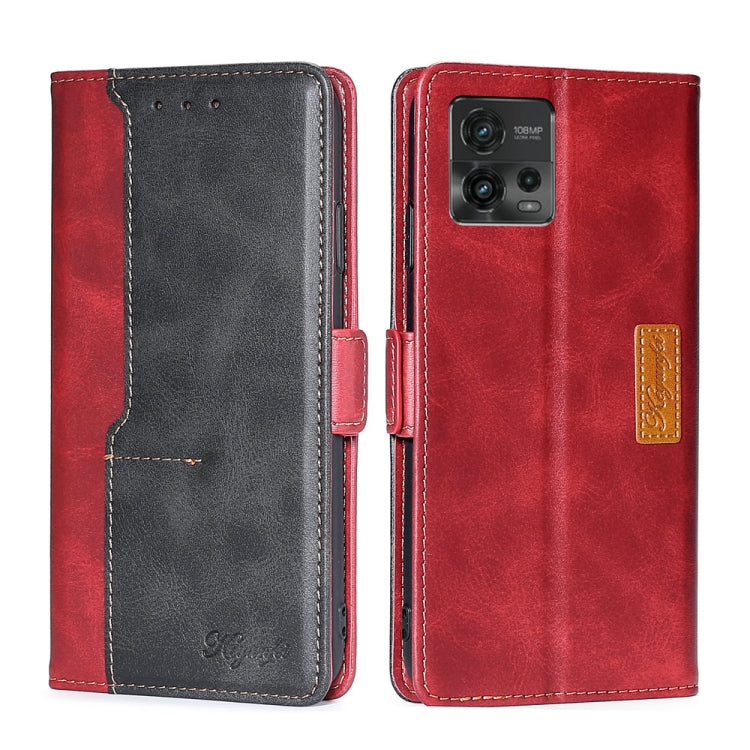 For Motorola Moto G72 4G Contrast Color Side Buckle Leather Phone Case
