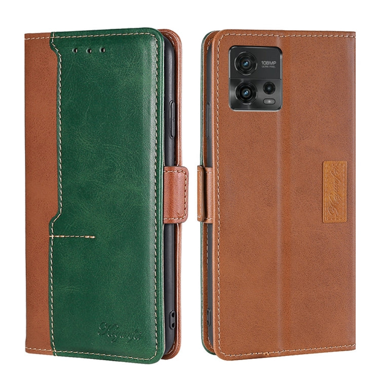 For Motorola Moto G72 4G Contrast Color Side Buckle Leather Phone Case