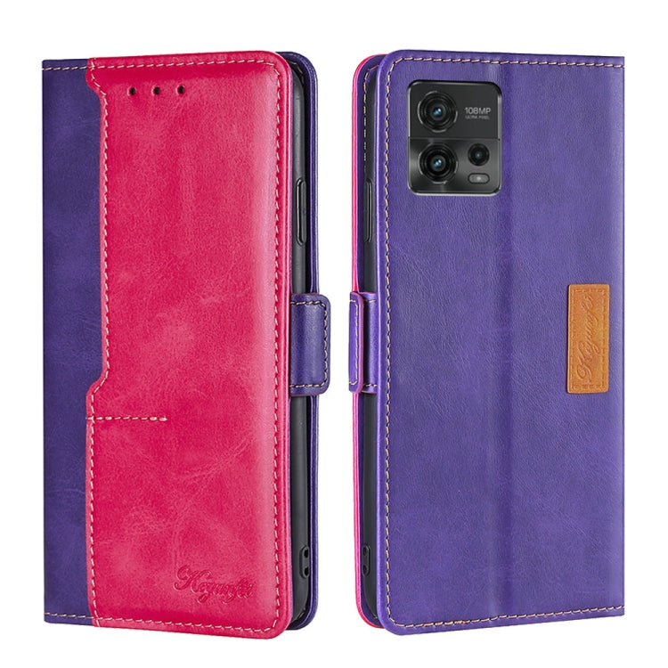 For Motorola Moto G72 4G Contrast Color Side Buckle Leather Phone Case